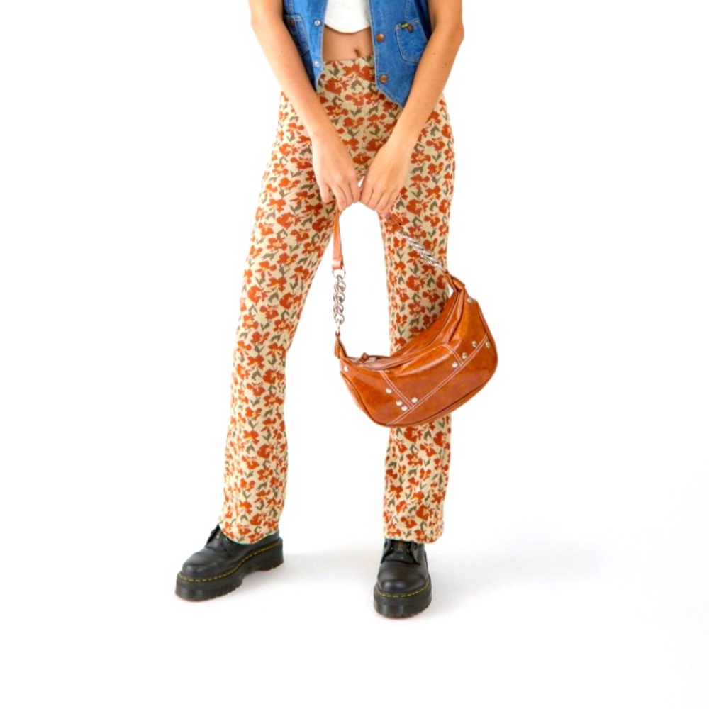Urban Outfitters Orange Floral Boot Cut Pants